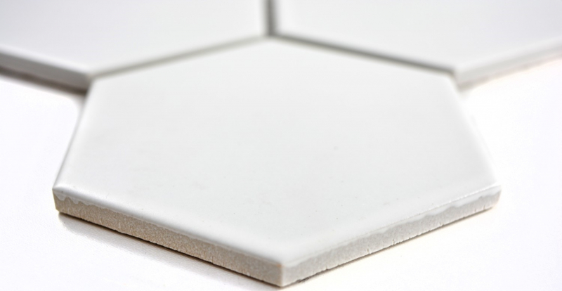 Motif main Carreau de mosaïque Céramique Hexagone blanc mat Cuisine WC Carreau de salle de bains MOS11F-0111_m