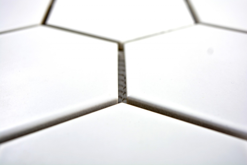 Motif main Carreau de mosaïque Céramique Hexagone blanc mat Cuisine WC Carreau de salle de bains MOS11F-0111_m