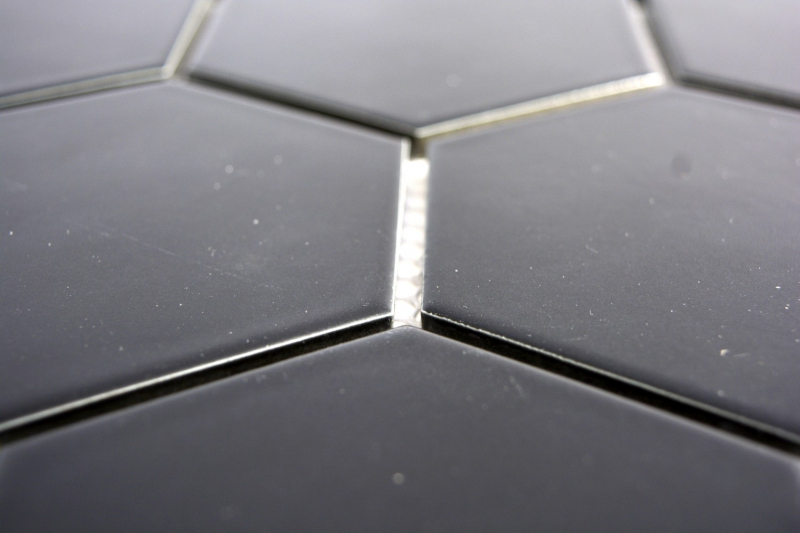Motif main Carreau de mosaïque Céramique Hexagone noir mat Cuisine WC Carreau de salle de bains MOS11F-0311_m