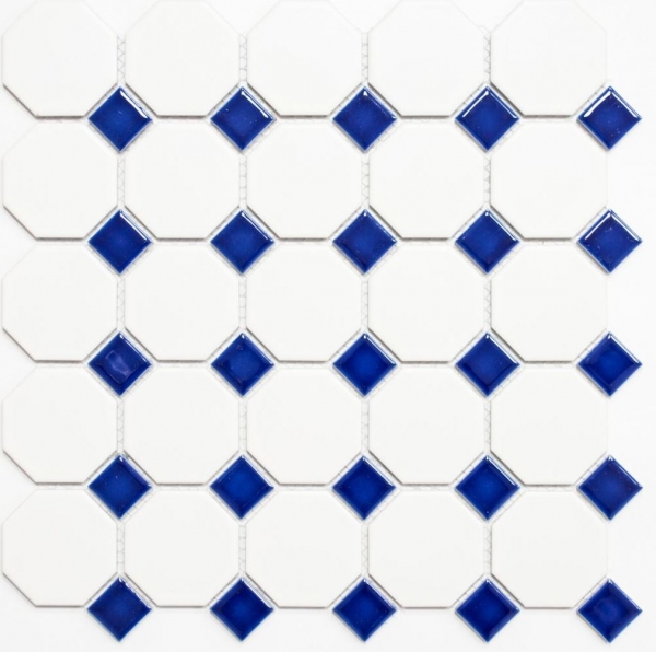 échantillon manuel de mosaïque carreau céramique bleu octogone blanc mat bleu brillant carreau mural salle de bain MOS13-OctaG464_m