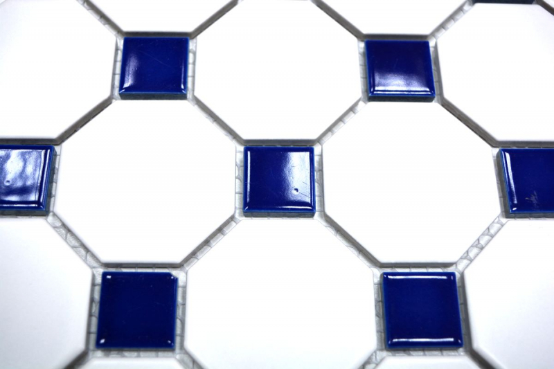 échantillon manuel de mosaïque carreau céramique bleu octogone blanc mat bleu brillant carreau mural salle de bain MOS13-OctaG464_m