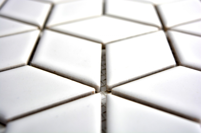 Cube Mosaïque Céramique 3D blanc brillant Carreau de mur Carreau de salle de bain Carreau de cuisine - MOS13OV-0101