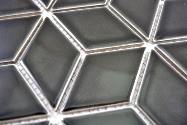 Carreaux de mosaïque céramique noir cube 3D noir brillant MOS13OV-0301_f | 10 Tapis de mosaïque