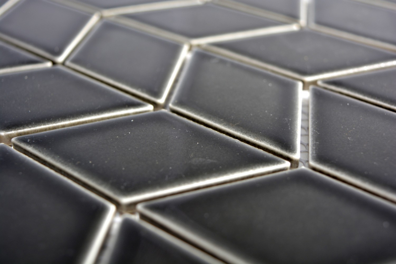 Motif main mosaïque carreau céramique blanc diamant noir brillant vague dos cuisine protection éclaboussures MOS13DS-0302_m