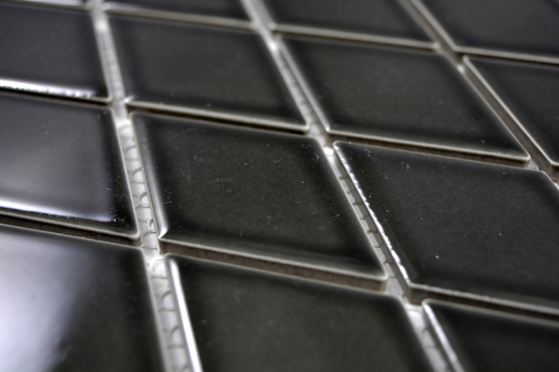 Motif main mosaïque carreau céramique diamant noir brillant fond de douche carrelage cuisine MOS13-DS0301_m