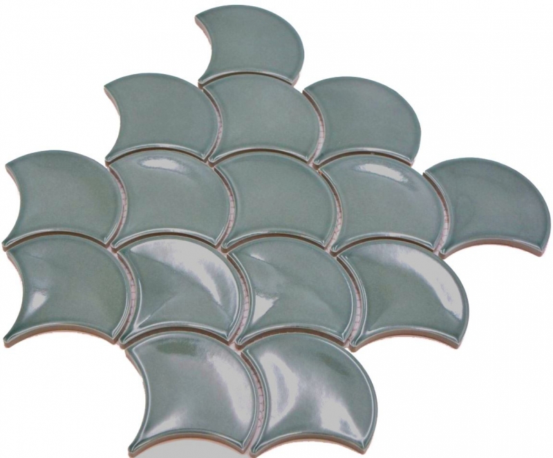 Éventail Mosaïque Céramique Écailles de poisson Gouttes pastel pétrole Carreau WC Carreau salle de bain Cuisine Mur - MOS13-FS18