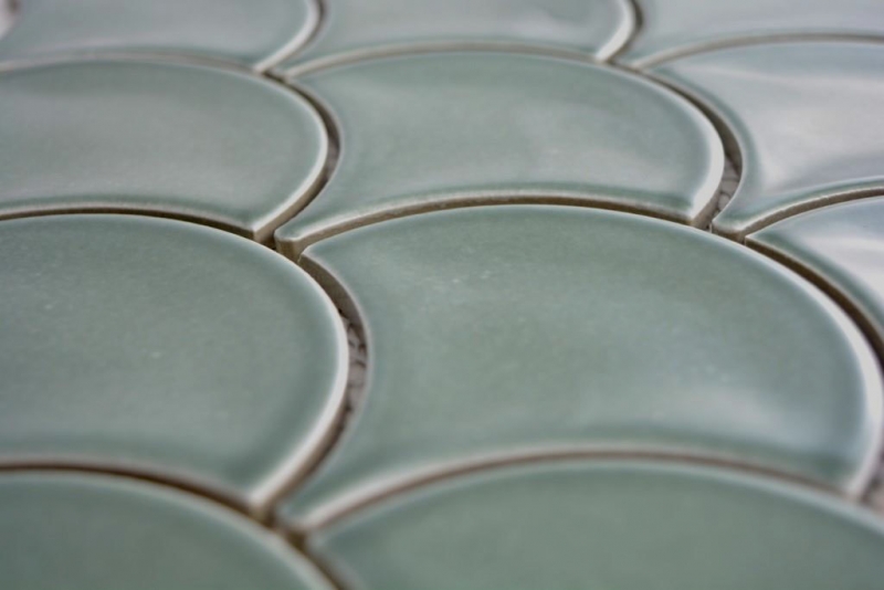 Éventail Mosaïque Céramique Écailles de poisson Gouttes pastel pétrole Carreau WC Carreau salle de bain Cuisine Mur - MOS13-FS18