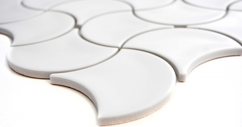 échantillon manuel de mosaïque carreau céramique éventail blanc brillant vague carreaux muraux salle de bain MOS13-FSW01_m