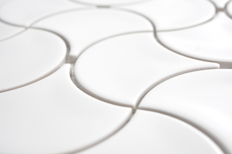 échantillon manuel de mosaïque carreau céramique éventail blanc brillant vague carreaux muraux salle de bain MOS13-FSW01_m