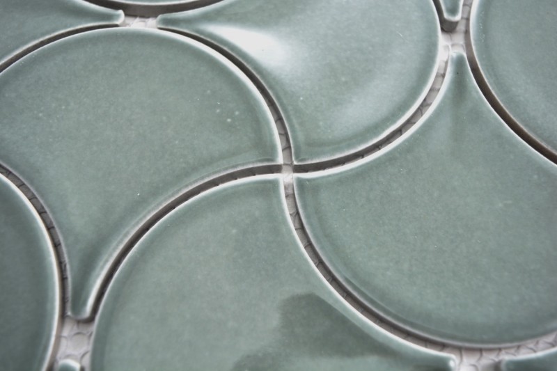 Éventail Mosaïque Céramique pastel pétrole vague Carreau de mur Carreau de salle de bain Carreau de cuisine WC - MOS13-FSW18