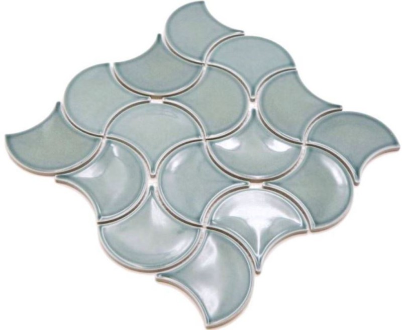 Éventail Mosaïque Céramique pastel pétrole vague Carreau de mur Carreau de salle de bain Carreau de cuisine WC - MOS13-FSW18