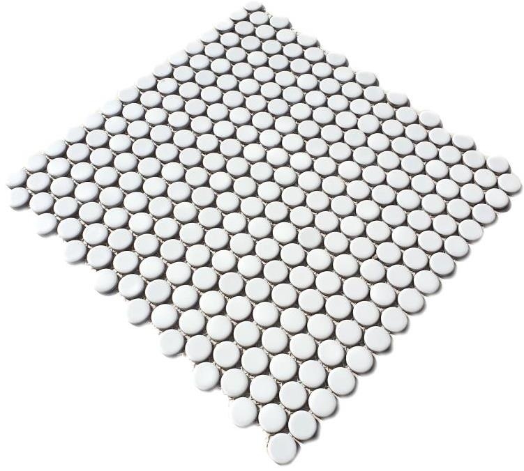 Mosaïque bouton LOOP mosaïque ronde blanc brillant mur cuisine douche SALLE DE BAINS MOS10-0102