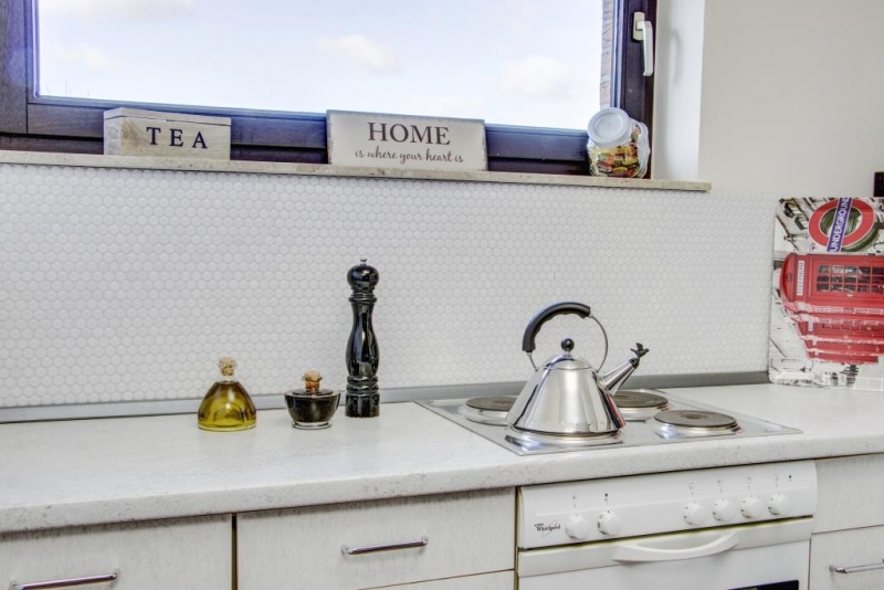 Mosaïque bouton LOOP mosaïque ronde blanc brillant mur cuisine douche SALLE DE BAINS MOS10-0102