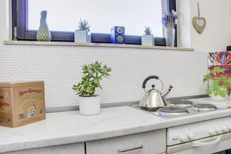 Mosaïque bouton LOOP mosaïque ronde blanc mat mur cuisine douche BAD MOS10-0111