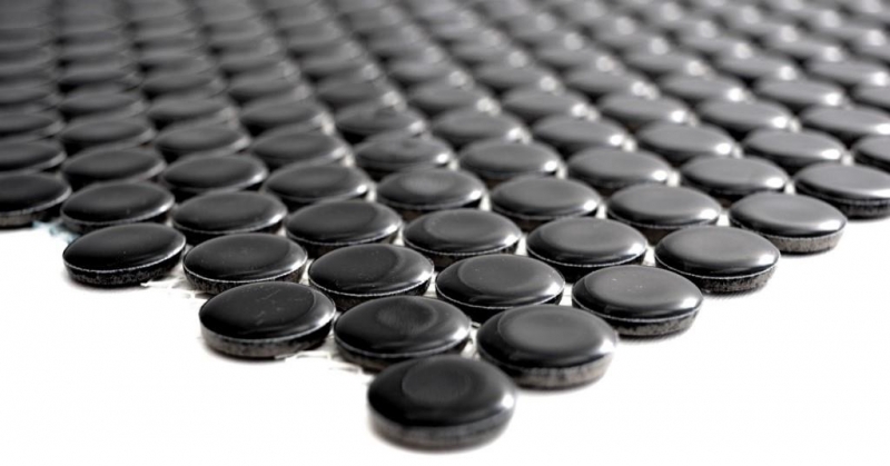Motif à main Mosaïque en forme de bouton LOOP mosaïque ronde noir brillant mur cuisine douche SALLE DE BAINS MOS10-0300_m