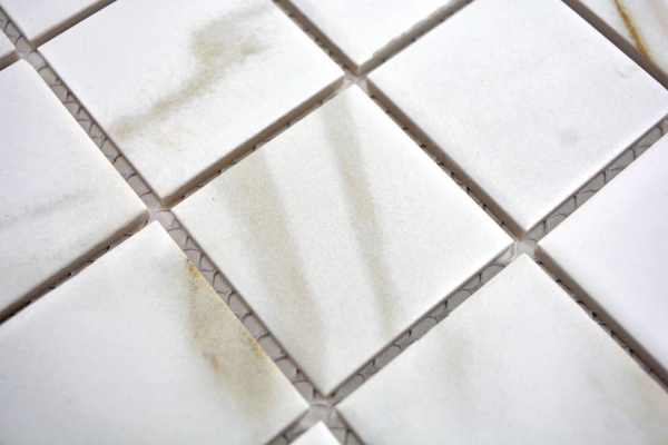 Échantillon manuel Carreau de mosaïque Calacatta blanc beige Céramique Grès cérame Miroir de carrelage MOS14-0112_m