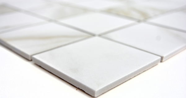 Carreau mosaïque Calacatta blanc beige Céramique Carrelage salle de bain MOS16-0112_f | 10 Tapis mosaïque
