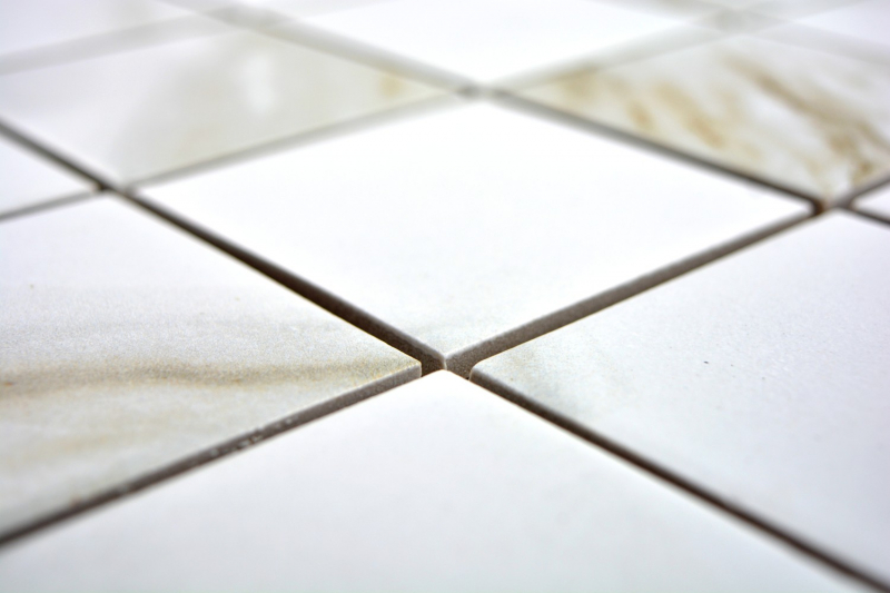 Carreau mosaïque Calacatta blanc beige Céramique Carrelage salle de bain MOS16-0112_f | 10 Tapis mosaïque