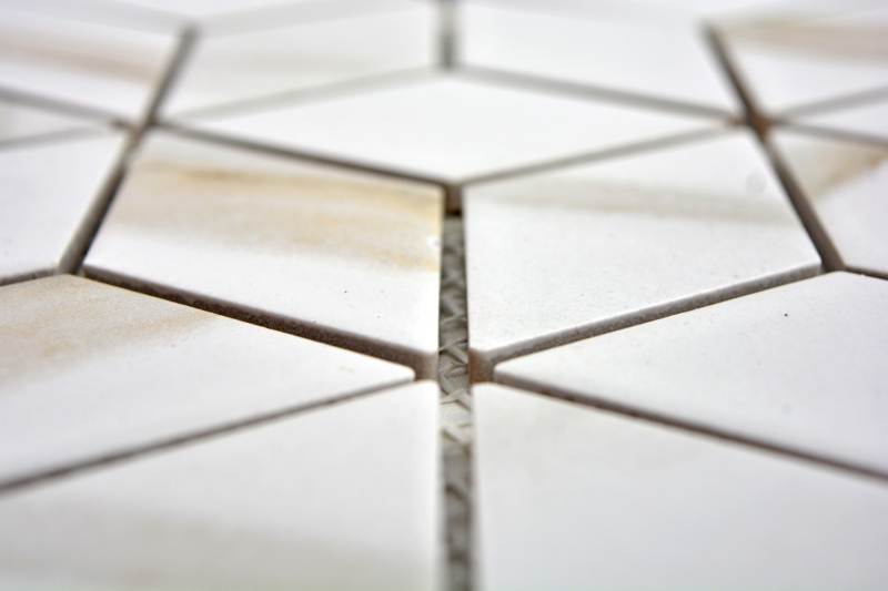Motif main Mosaïque Céramique blanche Diamant POV Calacatta Carreaux muraux Carreaux salle de bain MOS13-0112_m