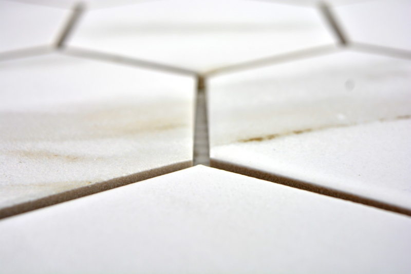 Motif main Mosaïque Céramique blanche Hexagone Calacatta Carreaux muraux Carreaux salle de bain MOS11F-0112_m