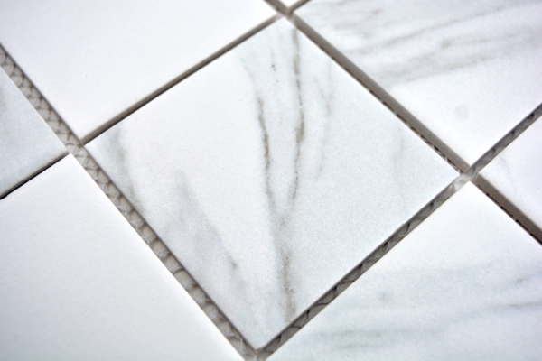 Carreau de mosaïque aspect Carrare blanc gris Céramique Carreau de salle de bain Carrelage cuisine MOS16-0102_f | 10 Tapis de mosaïque
