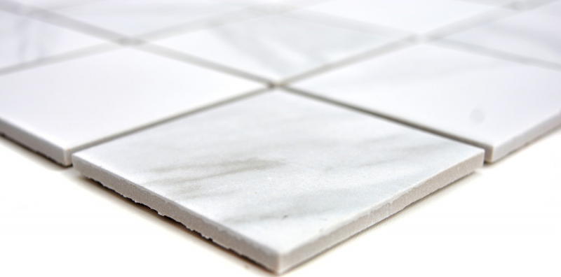 Carreau de mosaïque aspect Carrare blanc gris Céramique Carreau de salle de bain Carrelage cuisine MOS16-0102_f | 10 Tapis de mosaïque
