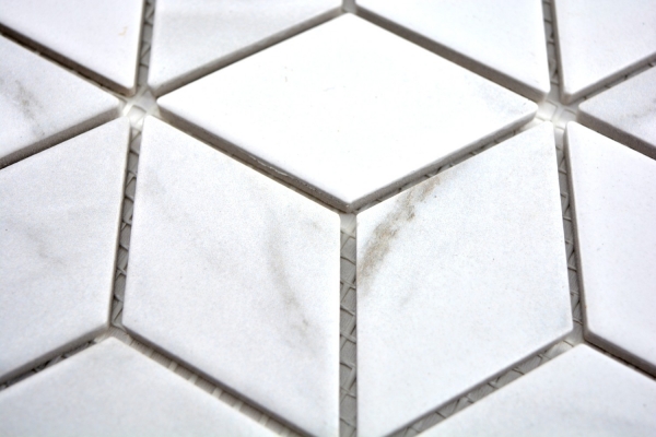 Mosaïque Carreau céramique blanc Diamant POV Carrareaux muraux Carreau de salle de bain MOS13-0102_f | 10 Tapis de mosaïque