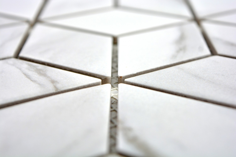 Mosaïque Carreau céramique blanc Diamant POV Carrareaux muraux Carreau de salle de bain MOS13-0102_f | 10 Tapis de mosaïque