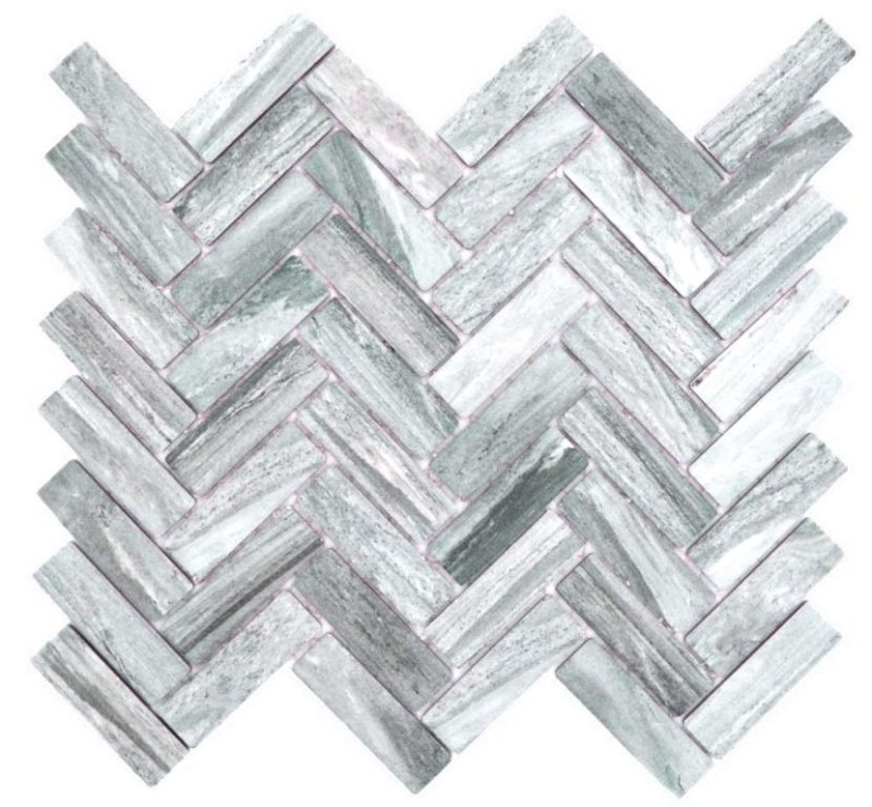 Carreau de mosaïque à chevrons Céramique aspect pierre gris Miroir de fond de douche MOS24-SO32