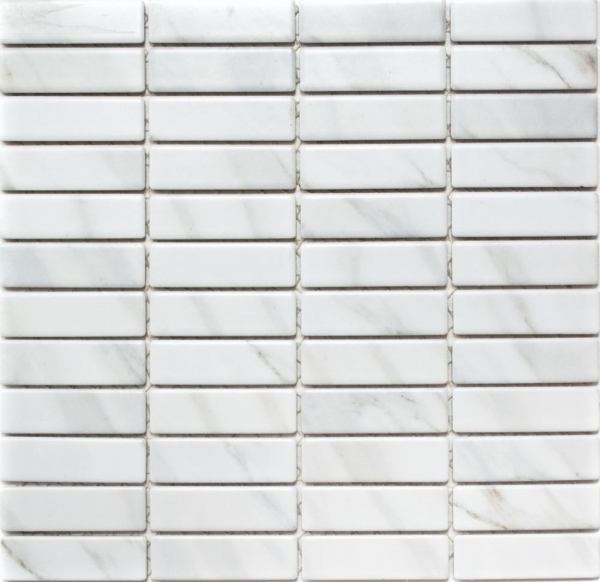 Motif manuel Carreau de mosaïque Céramique Bâtons aspect pierre blanc Carrelage cuisine MOS24-STSO01_m