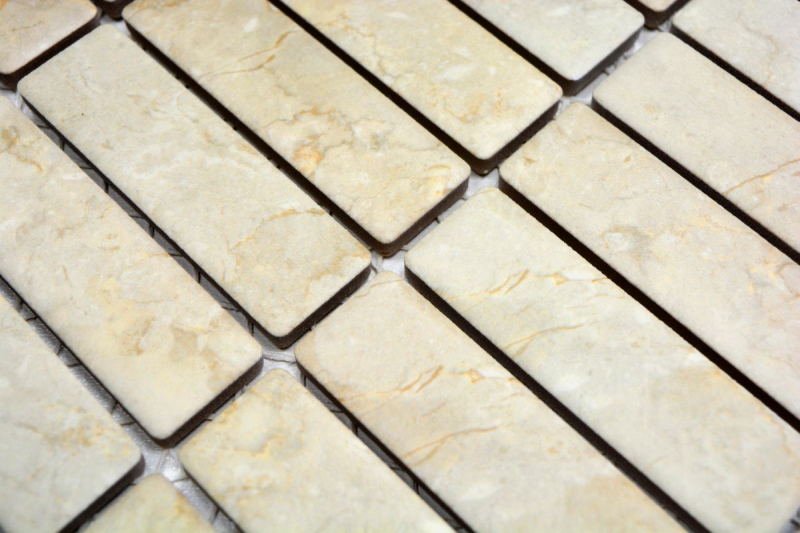 Motif main Mosaïque Carreau céramique Bâtons aspect pierre beige clair Carrelage cuisine MOS24-STSO45_m