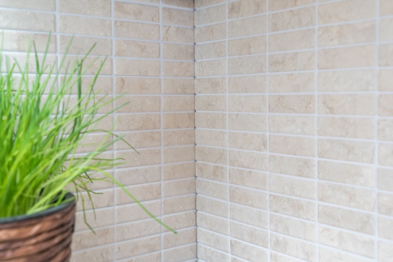 Mosaïque en bâtonnets Céramique aspect pierre beige clair Carrelage cuisine MOS24-STSO45