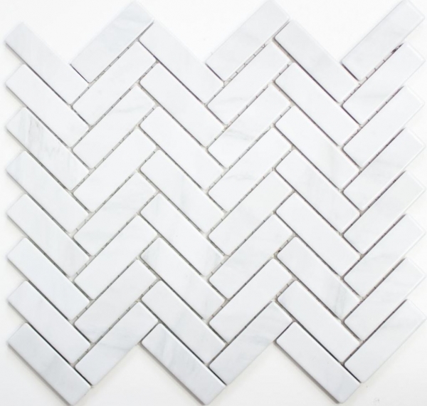 Motif manuel Carreau en mosaïque Céramique à chevrons Aspect pierre blanche Carrelage cuisine MOS24-SO10_m