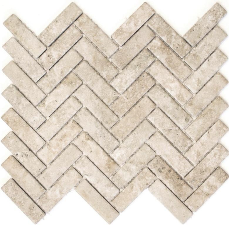 Carreau de mosaïque à chevrons Céramique aspect pierre beige Carrelage cuisine MOS24-SO76