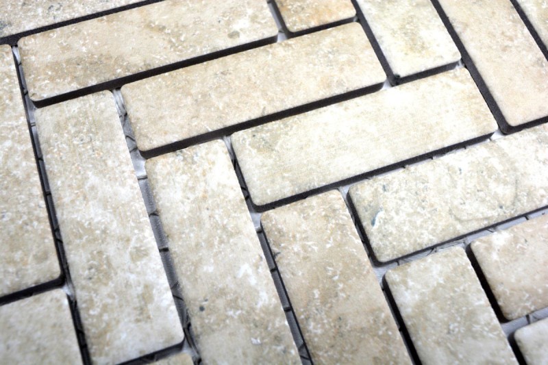 Carreau de mosaïque à chevrons Céramique aspect pierre beige Carrelage cuisine MOS24-SO76