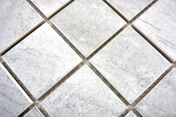 Carreau de mosaïque aspect pierre naturelle structure travertin gris MOS16-0211_f | 10 Tapis de mosaïque