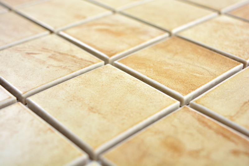 Carreau de mosaïque aspect pierre naturelle structure travertin beige jaune Carreau de mur MOS16-1202_f | 10 tapis de mosaïque