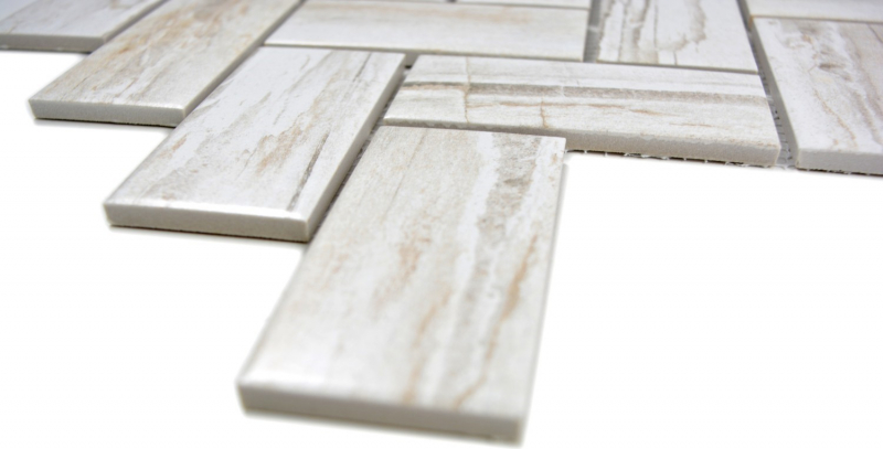 Carreau de mosaïque à chevrons Céramique cream beige imitation bois clair Carrelage cuisine MOS24-2002