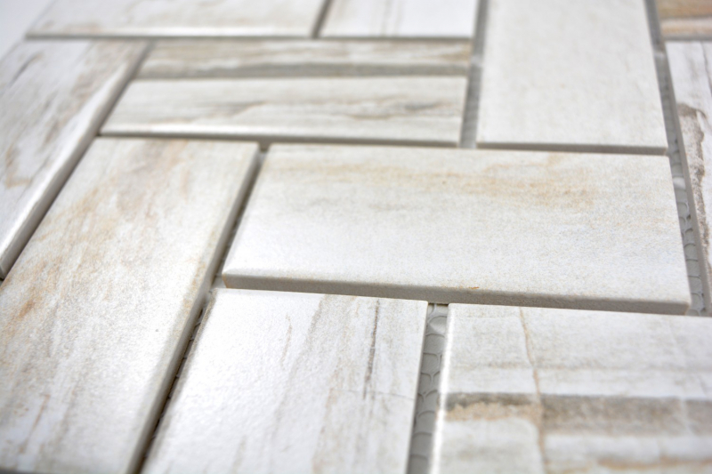 Carreau de mosaïque à chevrons Céramique cream beige imitation bois clair Carrelage cuisine MOS24-2002