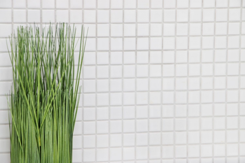 Mosaïque céramique Carreaux de mosaïque blanc brillant cuisine mur douche piscine MOS18-0102