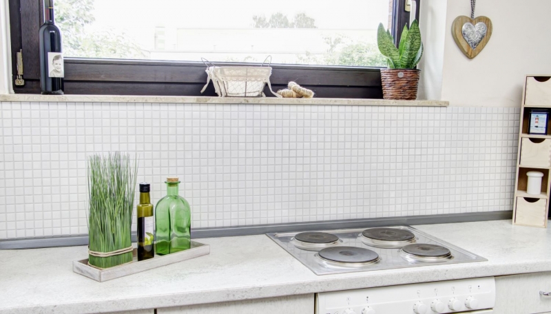 Mosaïque céramique Carreaux de mosaïque blanc brillant cuisine mur douche piscine MOS18-0102