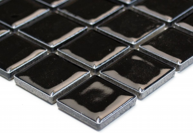 Motif manuel Carreau de mosaïque Céramique NOIR BRILLANT Mur Carrelage cuisine MOS18-0302_m
