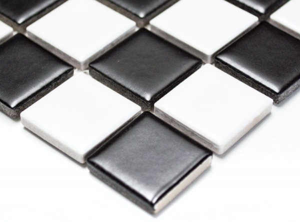 Motif manuel Carreau de mosaïque Céramique Échiquier noir blanc mat Carrelage MOS18-0305_m