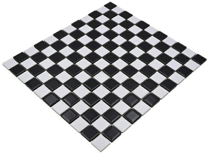 Mosaïque en céramique Échiquier noir blanc mat Carreau de mosaïque MOS18-0305