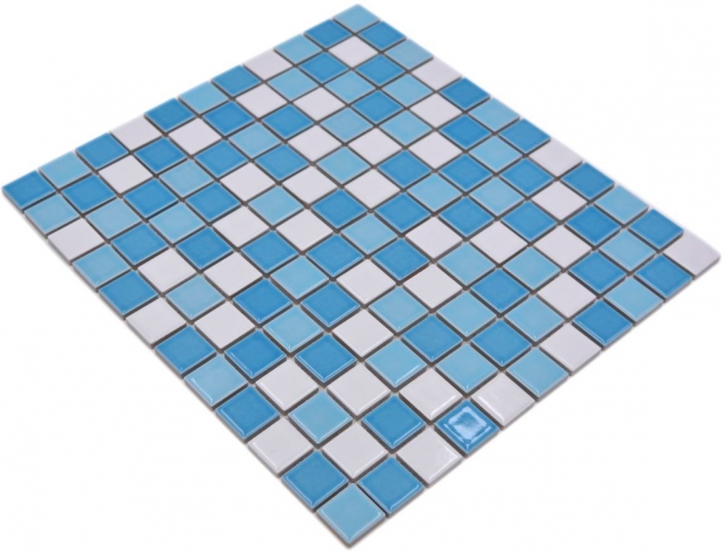 Mosaïque céramique Mosaïque de piscine Carreau de douche bleu blanc brillant MOS18-0407