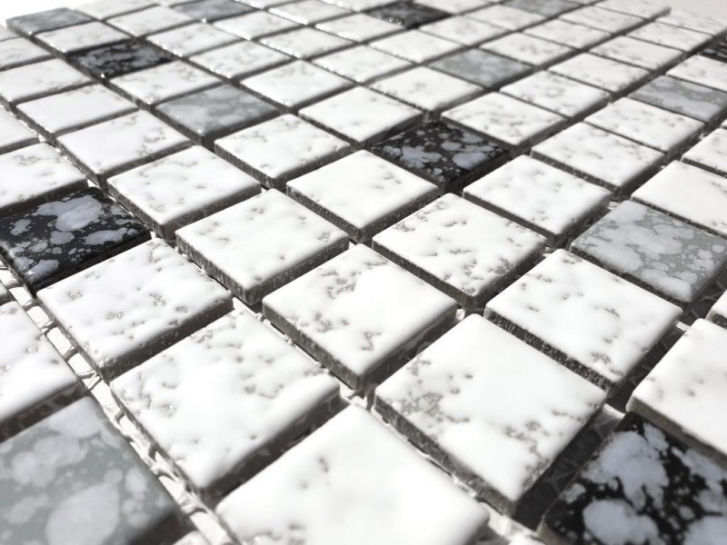 Céramique Mosaïque blanche noire grise structure Carreau de mosaïque salle de bain MOS18-0307