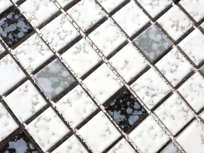 Céramique Mosaïque blanche noire grise structure Carreau de mosaïque salle de bain MOS18-0307