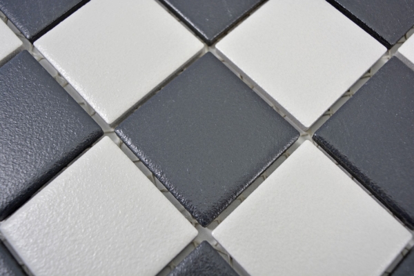 Motif à main Échiquier Mosaïque NATURELLE noir blanc MOS14-0103-R10_m
