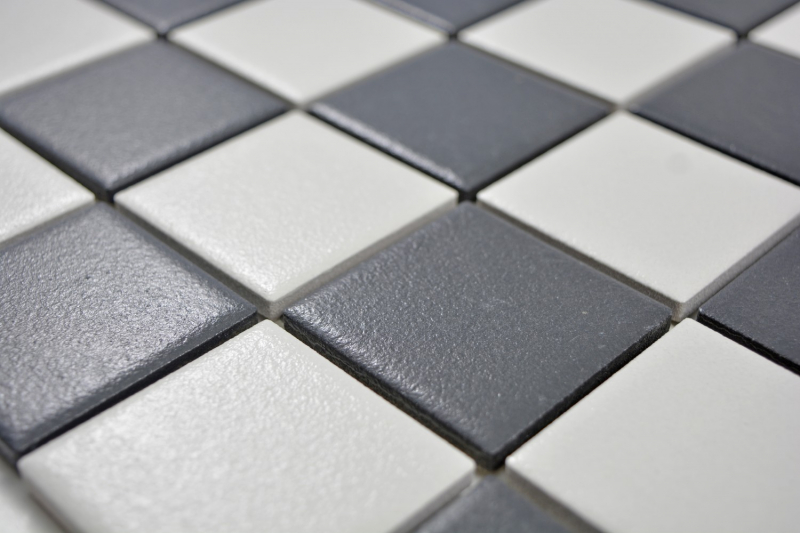 Motif à main Échiquier Mosaïque NATURELLE noir blanc MOS14-0103-R10_m
