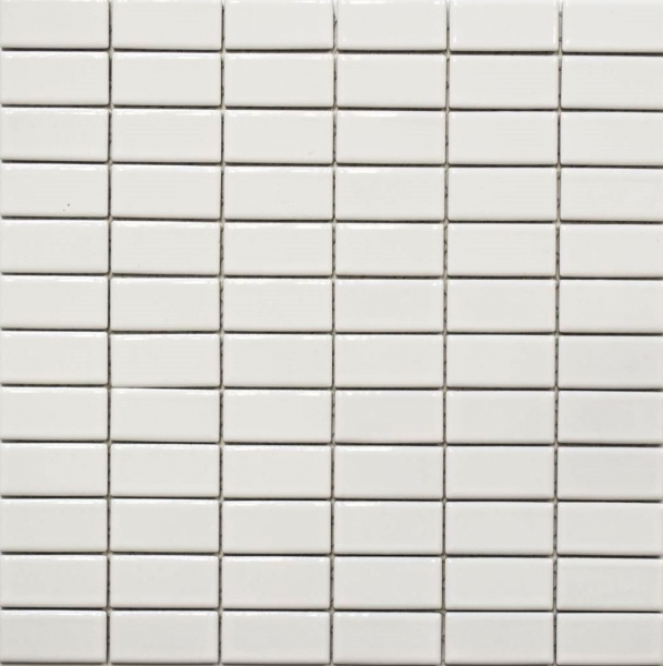 Motif main Mosaïque Carreau céramique baguettes blanc brillant Carrelage cuisine MOS24B-0101_m